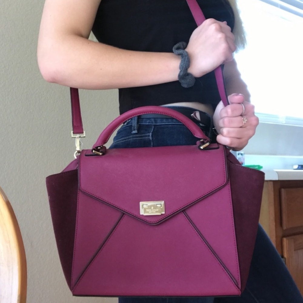 Kate Spade Laurel Wesley Place CrossBody Shoulder Top Handle Bag burgundy